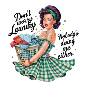 16oz DON'T WORRY LAUNDRY NOBODY'S DOING ME EITHER Frosted Libbey Can Glass with Bamboo Lid