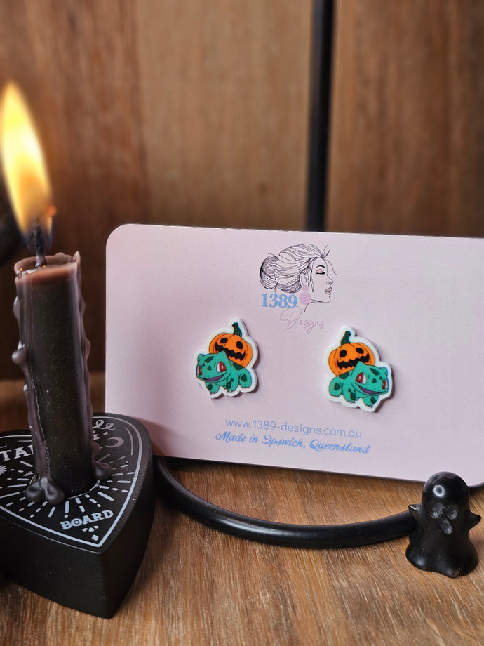 Regular HALLOWEEN BULBASAUR Stud Earrings