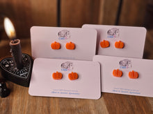 Load image into Gallery viewer, Regular ORANGE PUMPKIN (hand-painted) Stud Earrings