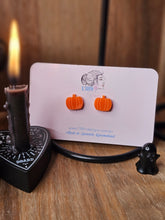 Load image into Gallery viewer, Regular ORANGE PUMPKIN (hand-painted) Stud Earrings