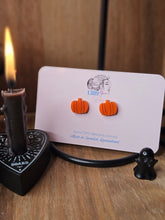 Load image into Gallery viewer, Regular ORANGE PUMPKIN (hand-painted) Stud Earrings