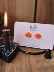 Regular ORANGE PUMPKIN (hand-painted) Stud Earrings