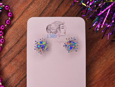 Regular SILVER CHUNKY SNOWFLAKE Stud Earrings