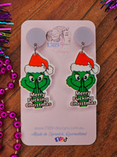 Load image into Gallery viewer, MERRY FUCKING CHRISTMAS GRINCH Dangle Earrings