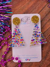 Load image into Gallery viewer, SPOTTY GLITTER ZIGZAG CHRISTMAS TREE Dangle Earrings