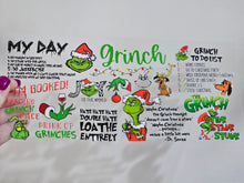Load image into Gallery viewer, MADE TO ORDER 16oz UV DTF GRINCH QUOTES Can Glass