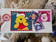 Load image into Gallery viewer, 16oz UV DTF WINNIE &amp; FRIENDS STAMP Green Iridescent Can Glass with Bamboo Lid