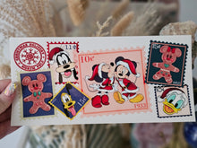 Load image into Gallery viewer, 16oz UV DTF MICKEY AND FRIENDS STAMP Red Iridescent Can Glass with Bamboo Lid