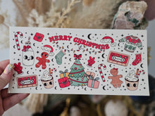 Load image into Gallery viewer, 16oz UV DTF Merry Christmas Clear Can Glass with Cream Plastic Lid
