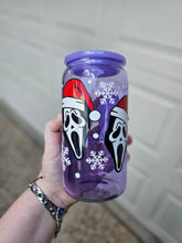 Load image into Gallery viewer, 16oz UV DTF CHRISTMAS GHOSTFACE Purple Jelly Can Glass with Plastic Lid
