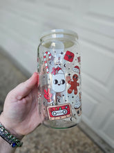 Load image into Gallery viewer, 16oz UV DTF Merry Christmas Clear Can Glass with Cream Plastic Lid
