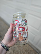 Load image into Gallery viewer, 16oz UV DTF Merry Christmas Clear Can Glass with Cream Plastic Lid