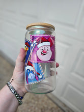 Load image into Gallery viewer, 16oz UV DTF WINNIE &amp; FRIENDS STAMP Green Iridescent Can Glass with Bamboo Lid