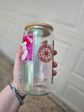 Load image into Gallery viewer, 16oz UV DTF WINNIE &amp; FRIENDS STAMP Green Iridescent Can Glass with Bamboo Lid