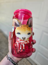 Load image into Gallery viewer, 16oz UV DTF AUSSIE MERRY CHRISTMAS Hot Pink Jelly Can Glass with Hot Pink Plastic Lid