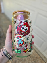 Load image into Gallery viewer, 16oz NIGHTMARE BEFORE CHRISTMAS BAUBLE Purple Iridescent Can Glass with Bamboo Lid