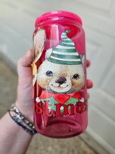 Load image into Gallery viewer, 16oz UV DTF AUSSIE MERRY CHRISTMAS Hot Pink Jelly Can Glass with Hot Pink Plastic Lid