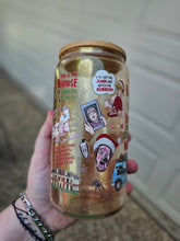 Load image into Gallery viewer, 16oz UV DTF HOME ALONE Gold Iridescent Can Glass with Bamboo Lid