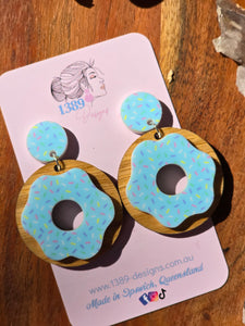 BLUE SPRINKLE DONUT Dangle Earrings