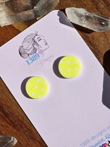 Regular YELLOW POLKA DOT Circle Stud Earrings