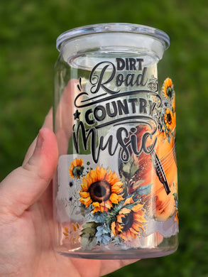 16oz UV DTF DIRT ROAD COUNTRY MUSIC Plastic Libbey Can 