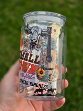 Load image into Gallery viewer, 16oz UV DTF WILD SOUL SMALL TOWN GIRL Plastic Libbey Can &quot;Glass&quot; with Acrylic Lid