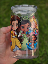 Load image into Gallery viewer, 16oz UV DTF DISNEY PRINCESS Plastic Libbey Can &quot;Glass&quot; with Acrylic Lid