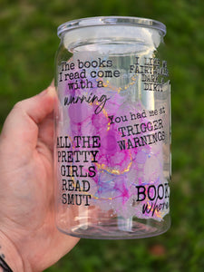 *SECONDS* 16oz UV DTF SMUT THE READER TAROT Plastic Libbey Can "Glass" with Acrylic Lid