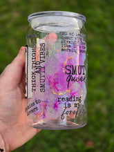 Load image into Gallery viewer, *SECONDS* 16oz UV DTF SMUT THE READER TAROT Plastic Libbey Can &quot;Glass&quot; with Acrylic Lid