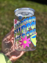 Load image into Gallery viewer, 16oz UV DTF EMOTIONAL SUPPORT ICED COFFEE Plastic Libbey Can &quot;Glass&quot; with Acrylic Lid