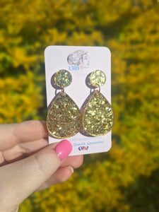 GOLD CHUNKY GLITTER Teardrop Dangle Earrings