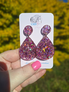 PURPLE CHUNKY GLITTER Teardrop Dangle Earrings