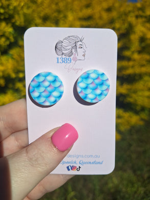 Large MERMAID Circle Stud Earrings