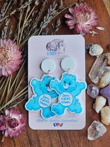 ZERO F*CKS GIVEN Care Bear Dangle Earrings