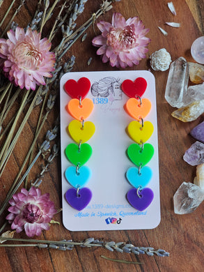 RAINBOW HEART DROP Dangle Earrings