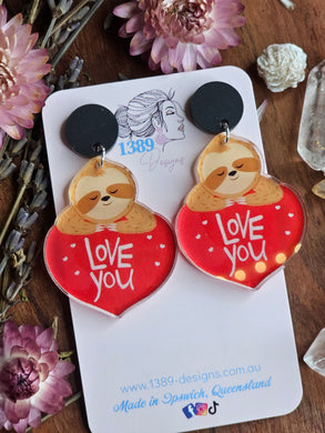 LOVE YOU (Sloth) Dangle Earrings