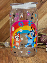 Load image into Gallery viewer, 16oz BLUEY &amp; FRIENDS with RAINBOW Plastic Can &quot;Glass&quot;