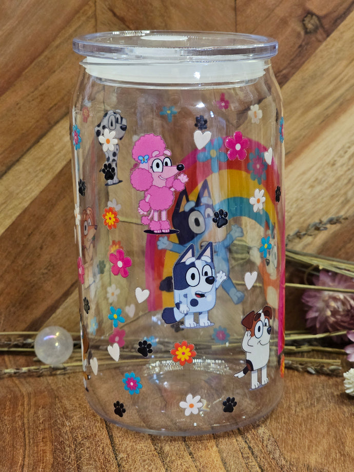 16oz BLUEY & FRIENDS with RAINBOW Plastic Can 