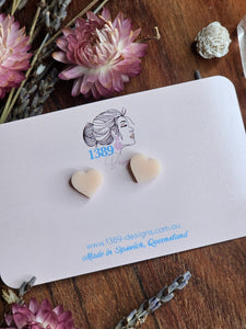 Tiny (1cm) SOLID NUDE Heart Stud Earrings