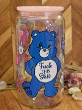 Load image into Gallery viewer, 16oz UV DTF SWEAR BEARS (3) Iridescent Can Glass