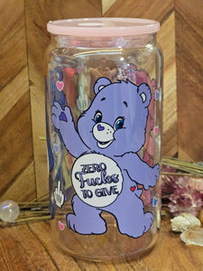 16oz UV DTF SWEAR BEARS (3) Iridescent Can Glass