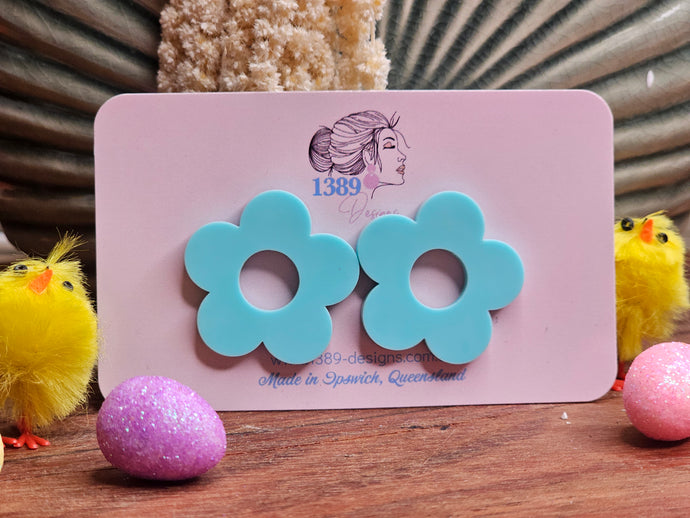 XL GREEN Flower Stud Earrings