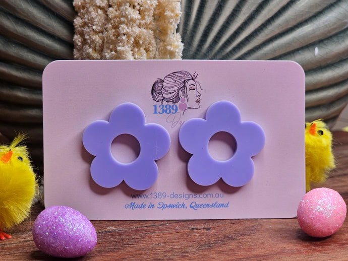 XL PURPLE Flower Stud Earrings