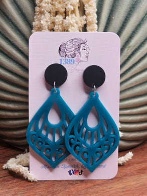 TURQUOISE FILIGREE TEARDROP Dangle Earrings