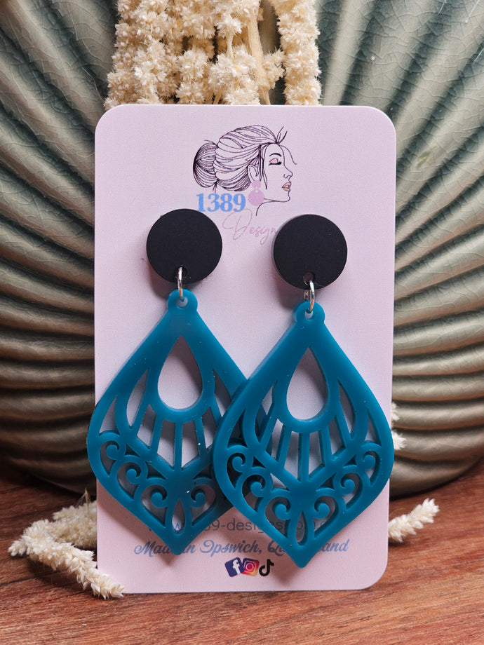 TURQUOISE FILIGREE TEARDROP Dangle Earrings