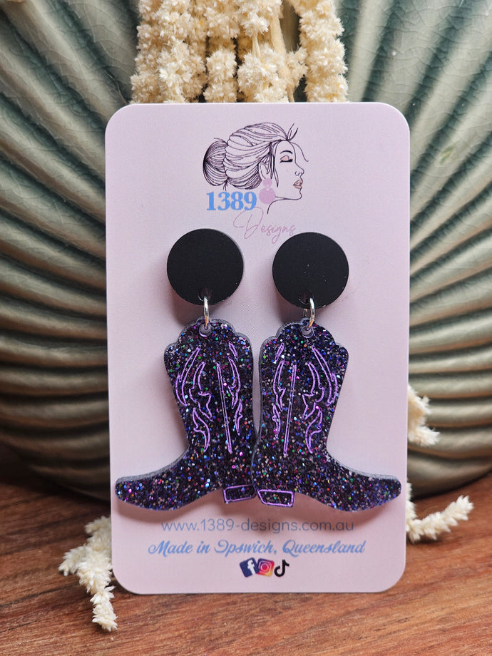 GALAXY GLITTER BOOTS 2 Dangle Earrings