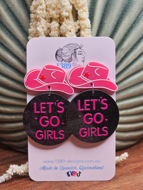 LET'S GO GIRLS (hat) Dangle Earrings