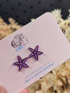 Regular PURPLE STARFISH Stud Earrings