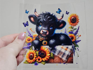 16oz UV DTF Black Cow 1 (chose your own Glass)