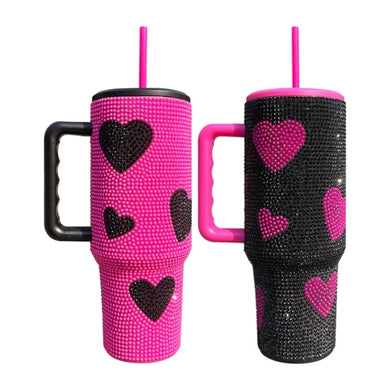 40oz PINK & BLACK RHINESTONE Tumblers